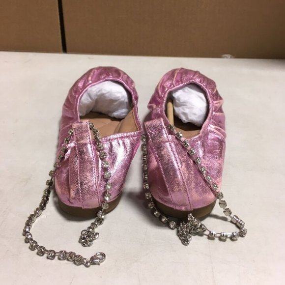 AEROSOLES RACHIE LILAC METALLIC LEATHER BALLET FLATS W/REMOVABLE ANKLE STRAP 9 - Picture 8 of 10